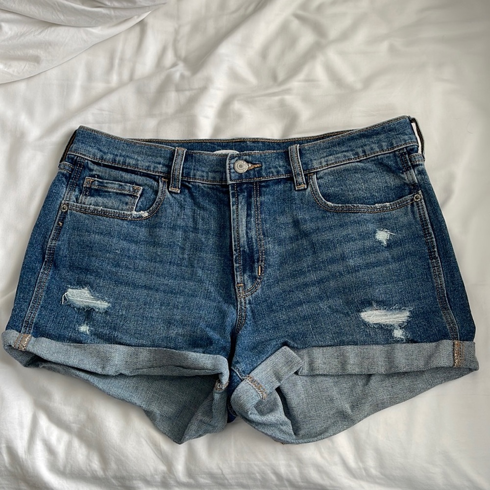 Jean shorts boyfriend mid rise